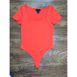 House Of Harlow 1960 Women's Orange Square Neck Cap Sleeve Bodysuit Size Small
